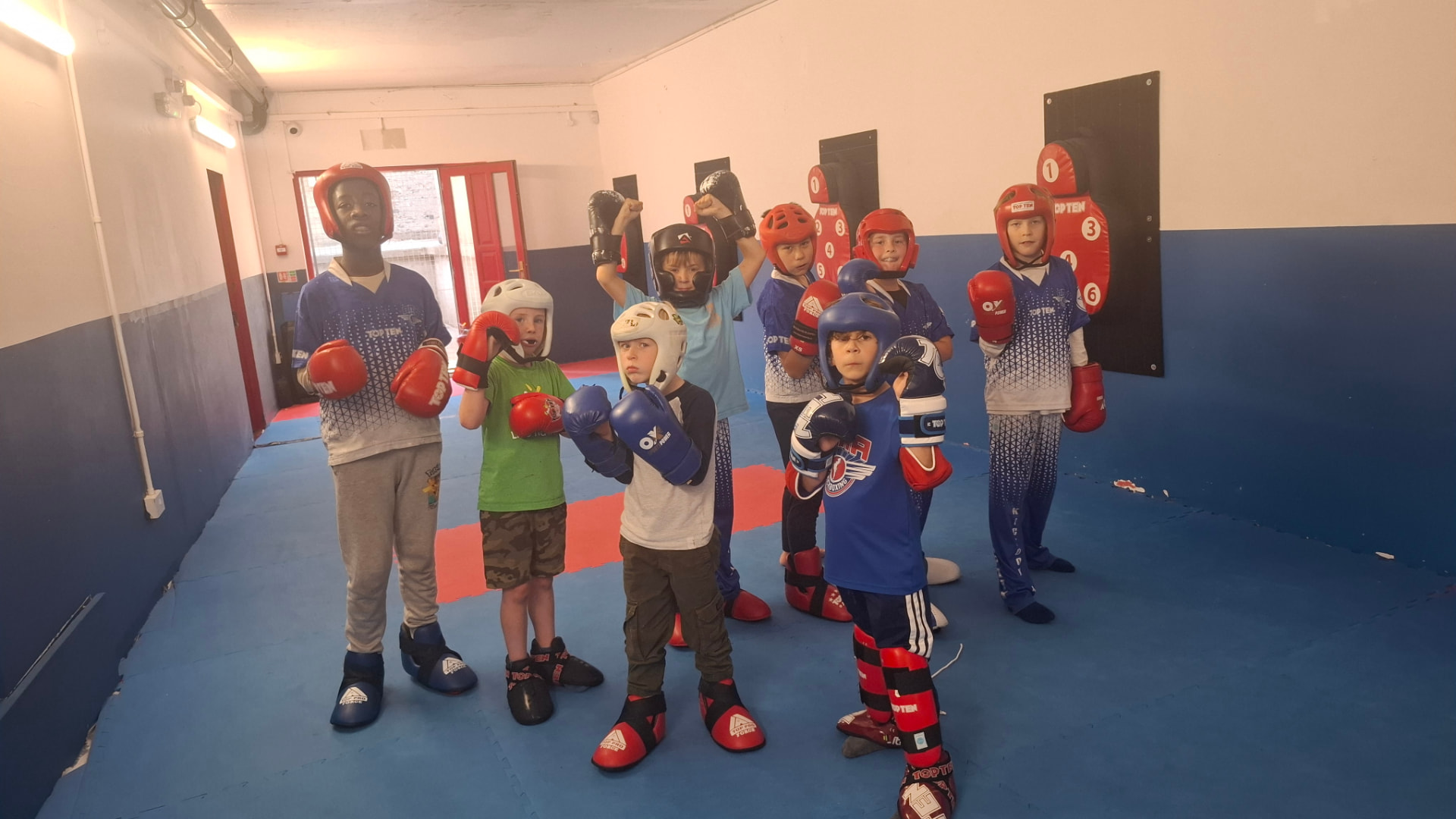 BMA Southside kids in sparring gear with guards up